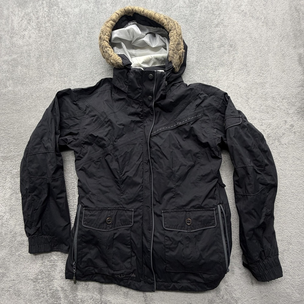 Columbia Jacket‎ Womens Large Black Omni-Tech 3-in-1 Hooded Faux Fur Interchange
